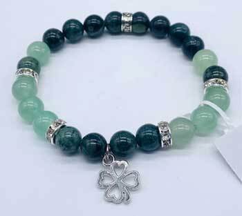 8mm Kambaba Jasper, Green Aventurine, Clover bracelet