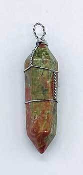 (set of 5) Unakite wire wrapped point