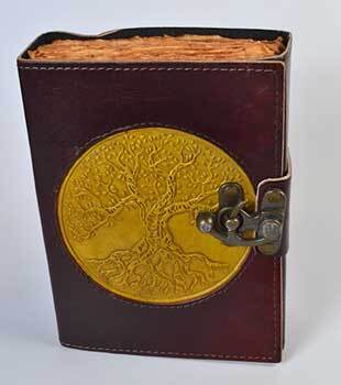Tree of Life aged looking paper leather w/ latch